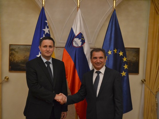 Meeting of the Speaker of the House of Representatives of BiH PA, Denis Bećirović with the Speaker of Slovenian Parliament, Janko Veber in Brdo, Kranj 